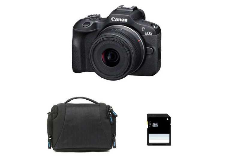 Canon Eos R100 Mirrorless Camera Kit With 18-45Mm Lens, Bag And Sd Card
