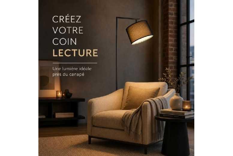 Modern Black Arc Floor Lamp With Fabric Shade - Contemporary Statement Lighting For Living Rooms