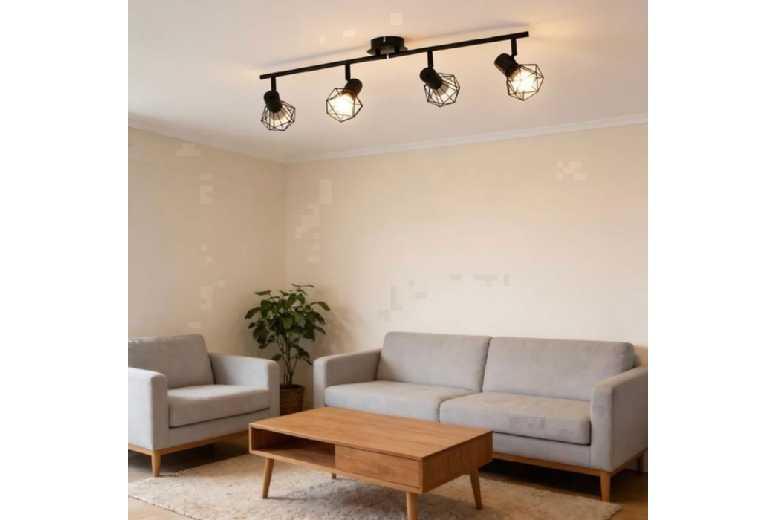 Nettlife 4-Lamp Adjustable Black Metal Ceiling Light - Modern Industrial Spotlight Fixture