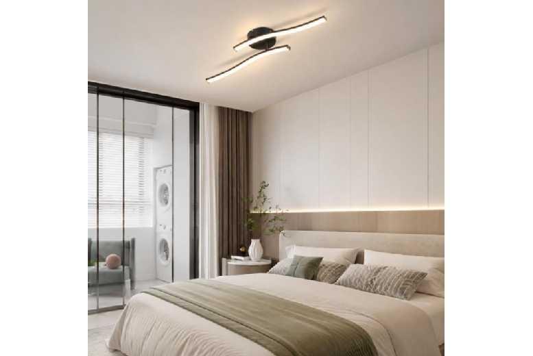 Nettlife Modern Led Ceiling Light - Wave Design, 12W, Warm White, Black Finish