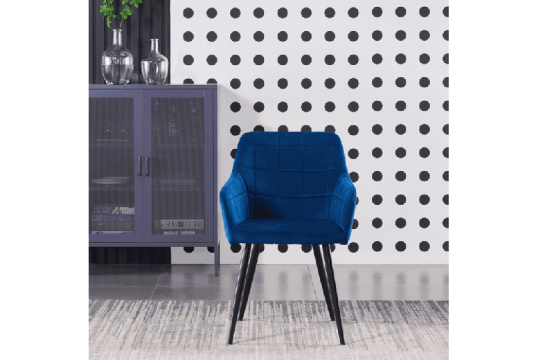Set Of 4 Austin Velvet Dining Chairs - Modern Upholstered Metal Leg Dining Set, Space-Saving, Padded Seating