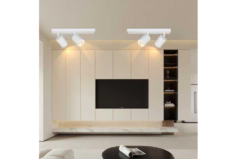 Adjustable 2-Spot Led Ceiling Light, Modern Scandinavian White Metal, Gu10 Compatible