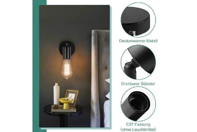 Black Adjustable E27 Ceiling Spotlight - Modern Scandinavian Flush Mount Lighting