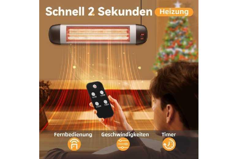 2500W Outdoor Infrared Wall Heater For Garden & Patio Leisure - Wall-Mounted, Remote Control, 3 Heat Settings