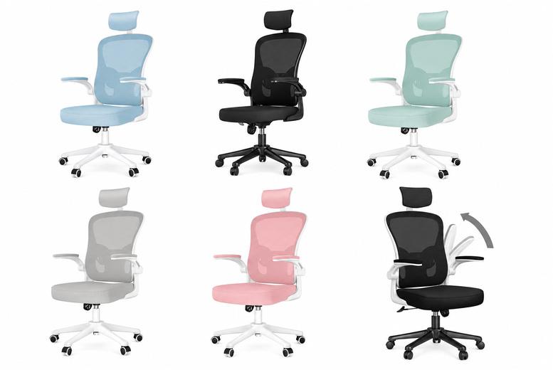 Ergonomic Swivel Chair With Flip-Up Arms