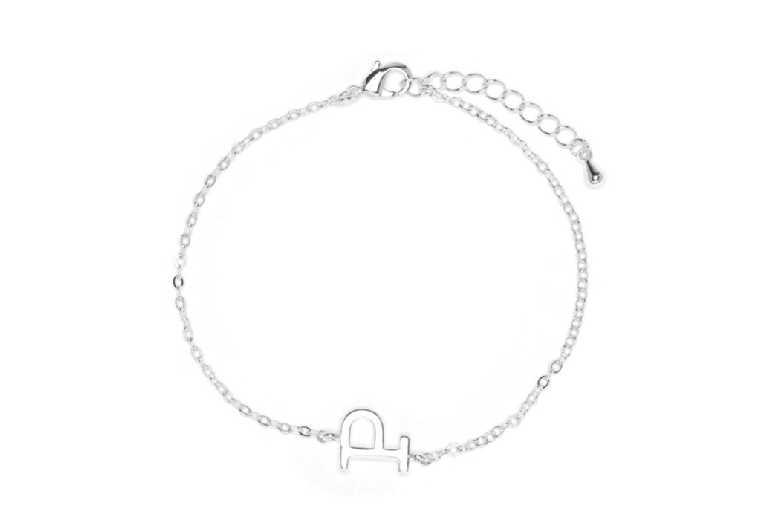 Luxenter Silver Finish Personalised Alphabet Bracelet - Adjustable Women's Charm Bangle, 16cm+3cm Extension
