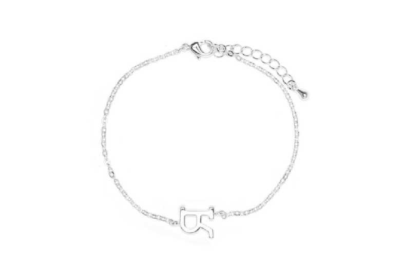 Luxenter Personalised Silver Finish Alphabet Bracelet - Adjustable Rhodium-Plated Charm For Women, 16+3Cm