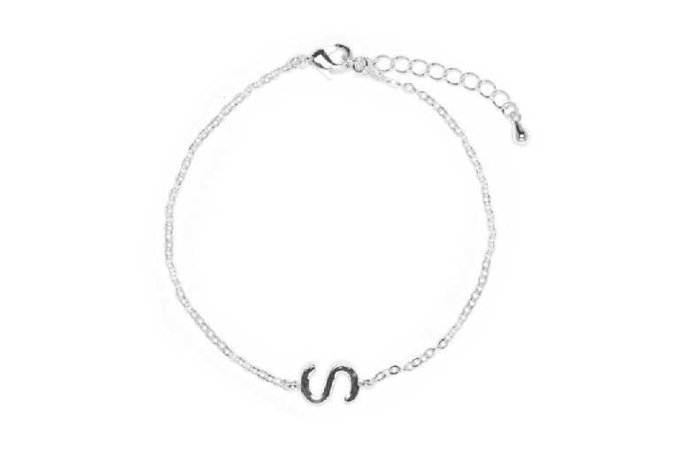 Luxenter Silver Finish Personalised Alphabet Bracelet - Adjustable Rhodium-Plated Charm For Women, 16Cm+3Cm