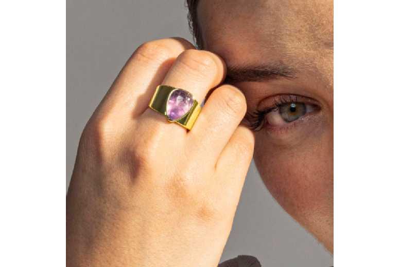 Luxenter Sheak 18Ct Gold Amethyst Statement Ring For Women