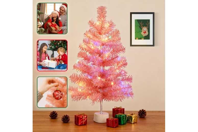 Nettlife Artificial Pastel Pink Christmas Tree, 60Cm, Dense Branches - Modern Nordic Style